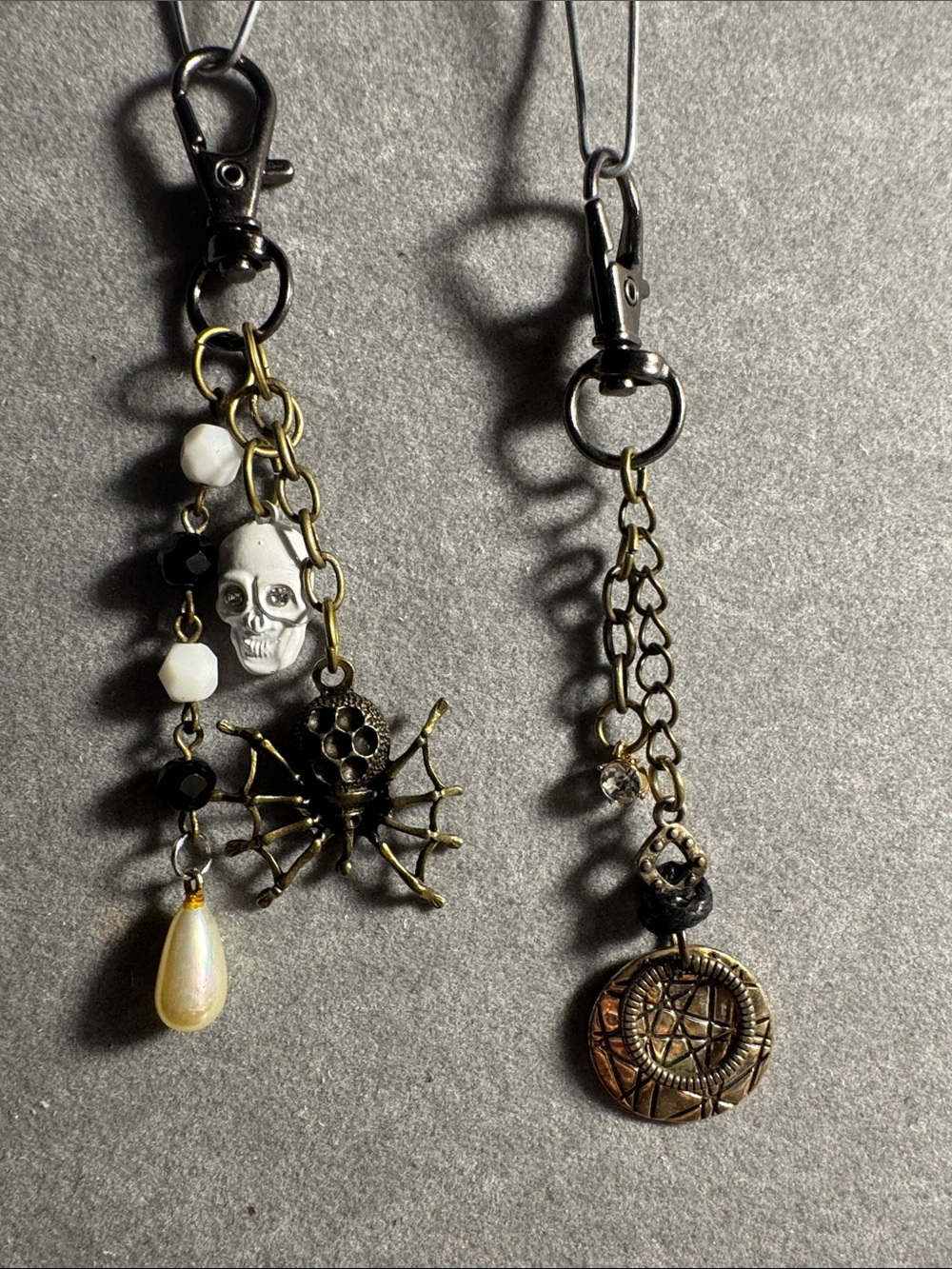 Hand Crafted Black and Gold Gothic Charm Key & Card Holder Pair